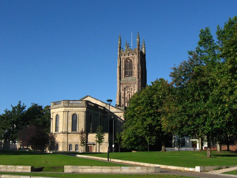 Derby Cathedral and the River Derwent